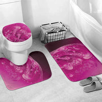 Pink Gradient Polynesia Jellyfish Bathroom Set Plumeria Polynesian Tattoo Glowing Vibes LT14 Mat Set Only (3 pcs) One Size Pink - Polynesian Pride