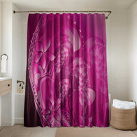 Pink Gradient Polynesia Jellyfish Bathroom Set Plumeria Polynesian Tattoo Glowing Vibes LT14 Shower Curtain Only Pink - Polynesian Pride