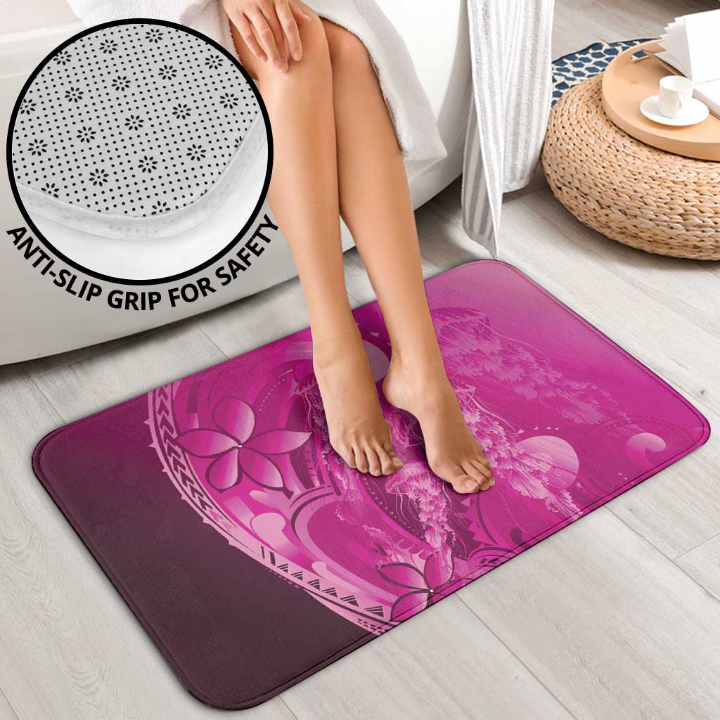 Pink Gradient Polynesia Jellyfish Bathroom Set Plumeria Polynesian Tattoo Glowing Vibes LT14 - Polynesian Pride
