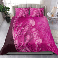 Pink Gradient Polynesia Jellyfish Bedding Set Plumeria Polynesian Tattoo Glowing Vibes LT14 - Polynesian Pride