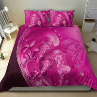 Pink Gradient Polynesia Jellyfish Bedding Set Plumeria Polynesian Tattoo Glowing Vibes LT14 - Polynesian Pride