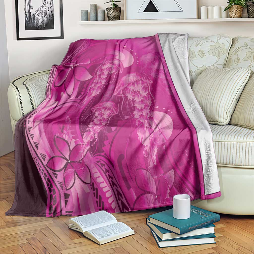 Pink Gradient Polynesia Jellyfish Blanket Plumeria Polynesian Tattoo Glowing Vibes LT14 Pink - Polynesian Pride