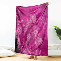 Pink Gradient Polynesia Jellyfish Blanket Plumeria Polynesian Tattoo Glowing Vibes LT14 - Polynesian Pride