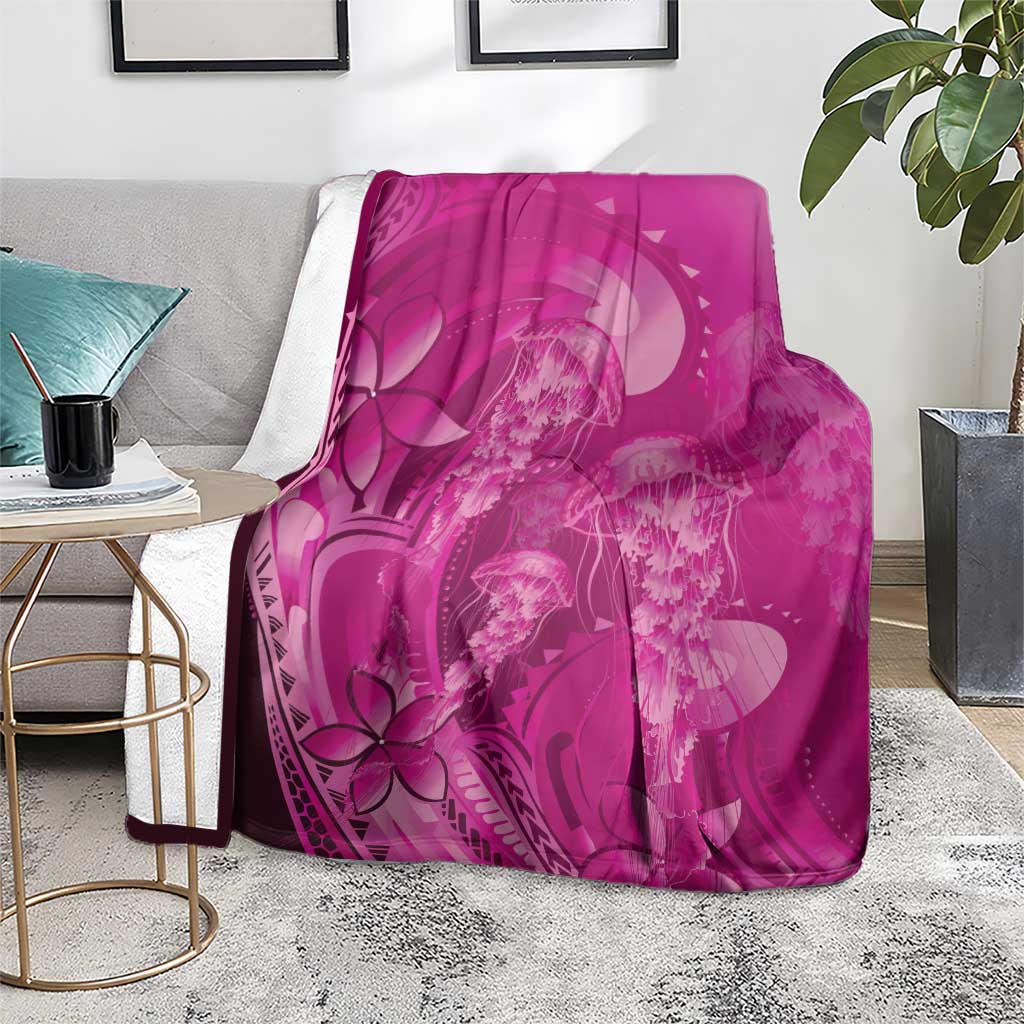 Pink Gradient Polynesia Jellyfish Blanket Plumeria Polynesian Tattoo Glowing Vibes LT14 - Polynesian Pride