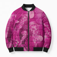 Pink Gradient Polynesia Jellyfish Bomber Puffer Jacket Plumeria Polynesian Tattoo Glowing Vibes LT14 Unisex Pink - Polynesian Pride