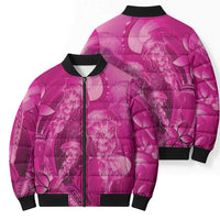Pink Gradient Polynesia Jellyfish Bomber Puffer Jacket Plumeria Polynesian Tattoo Glowing Vibes LT14 - Polynesian Pride