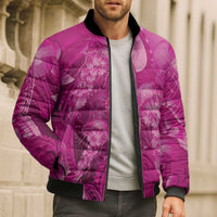 Pink Gradient Polynesia Jellyfish Bomber Puffer Jacket Plumeria Polynesian Tattoo Glowing Vibes LT14 - Polynesian Pride