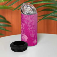 Pink Gradient Polynesia Jellyfish 4 in 1 Can Cooler Tumbler Plumeria Polynesian Tattoo Glowing Vibes LT14 - Polynesian Pride