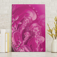 Pink Gradient Polynesia Jellyfish Canvas Wall Art Plumeria Polynesian Tattoo Glowing Vibes