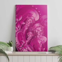 Pink Gradient Polynesia Jellyfish Canvas Wall Art Plumeria Polynesian Tattoo Glowing Vibes