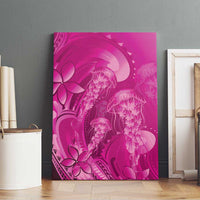 Pink Gradient Polynesia Jellyfish Canvas Wall Art Plumeria Polynesian Tattoo Glowing Vibes