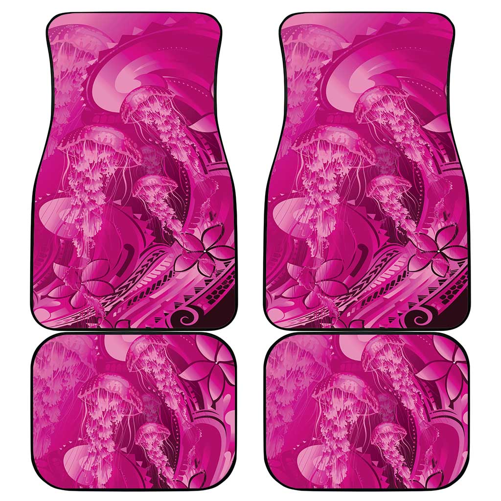 Pink Gradient Polynesia Jellyfish Car Mats Plumeria Polynesian Tattoo Glowing Vibes LT14 - Polynesian Pride
