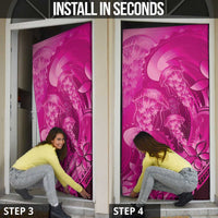 Pink Gradient Polynesia Jellyfish Door Cover Plumeria Polynesian Tattoo Glowing Vibes LT14 - Polynesian Pride