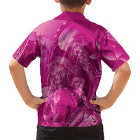 Pink Gradient Polynesia Jellyfish Family Matching Off The Shoulder Long Sleeve Dress and Hawaiian Shirt Plumeria Polynesian Tattoo Glowing Vibes