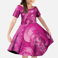 Pink Gradient Polynesia Jellyfish Family Matching Off The Shoulder Long Sleeve Dress and Hawaiian Shirt Plumeria Polynesian Tattoo Glowing Vibes