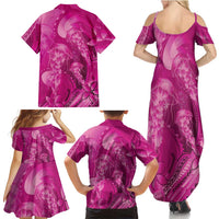Pink Gradient Polynesia Jellyfish Family Matching Summer Maxi Dress and Hawaiian Shirt Plumeria Polynesian Tattoo Glowing Vibes