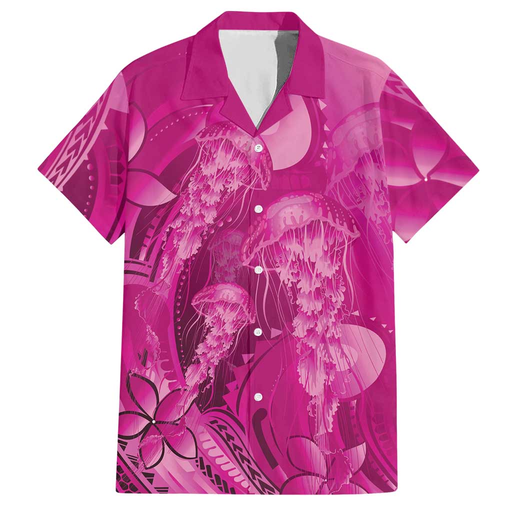 Pink Gradient Polynesia Jellyfish Hawaiian Shirt Plumeria Polynesian Tattoo Glowing Vibes LT14 Pink - Polynesian Pride