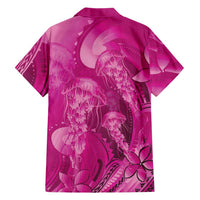 Pink Gradient Polynesia Jellyfish Hawaiian Shirt Plumeria Polynesian Tattoo Glowing Vibes