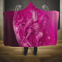 Pink Gradient Polynesia Jellyfish Hooded Blanket Plumeria Polynesian Tattoo Glowing Vibes LT14 - Polynesian Pride