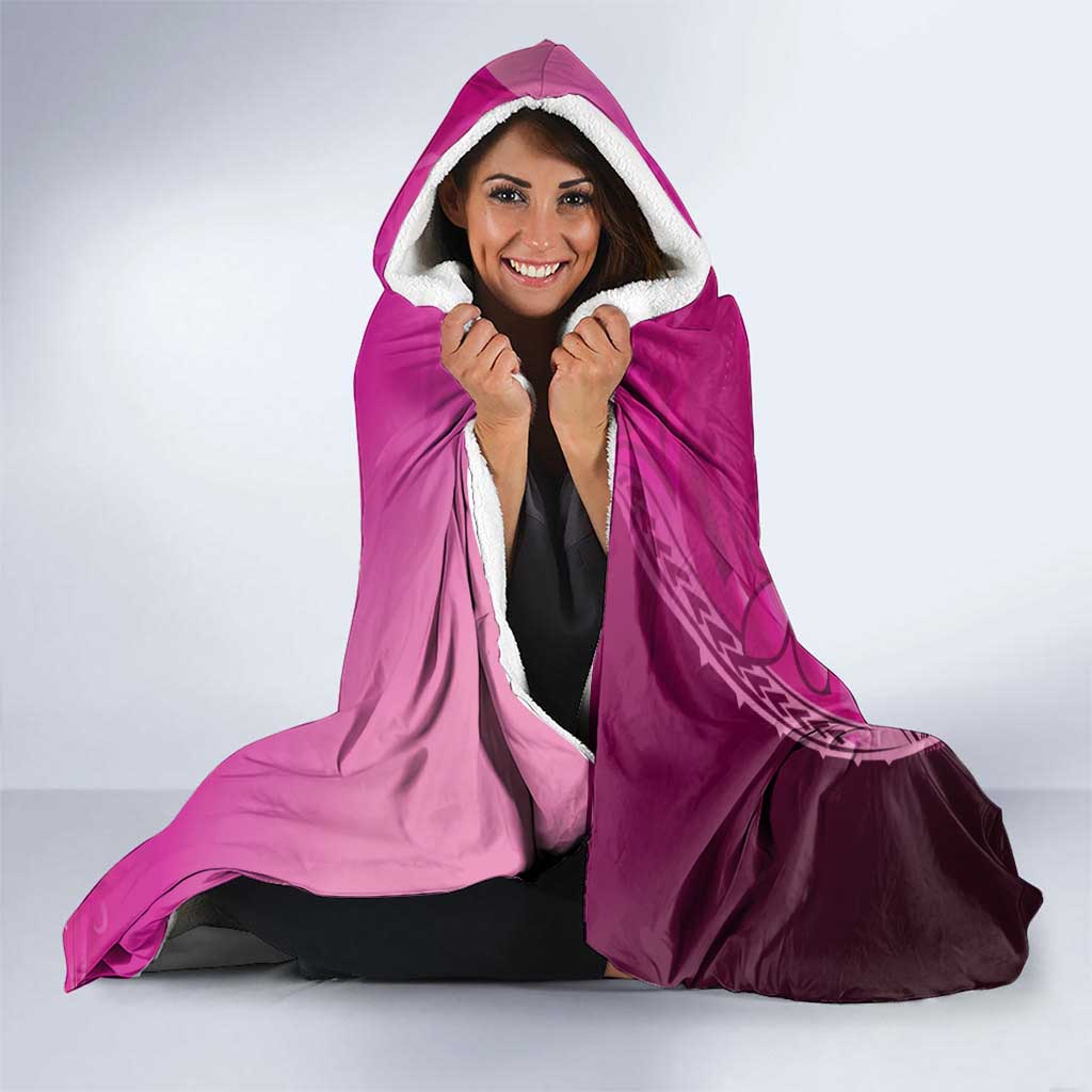 Pink Gradient Polynesia Jellyfish Hooded Blanket Plumeria Polynesian Tattoo Glowing Vibes LT14 - Polynesian Pride
