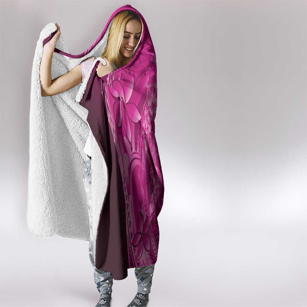 Pink Gradient Polynesia Jellyfish Hooded Blanket Plumeria Polynesian Tattoo Glowing Vibes LT14 - Polynesian Pride
