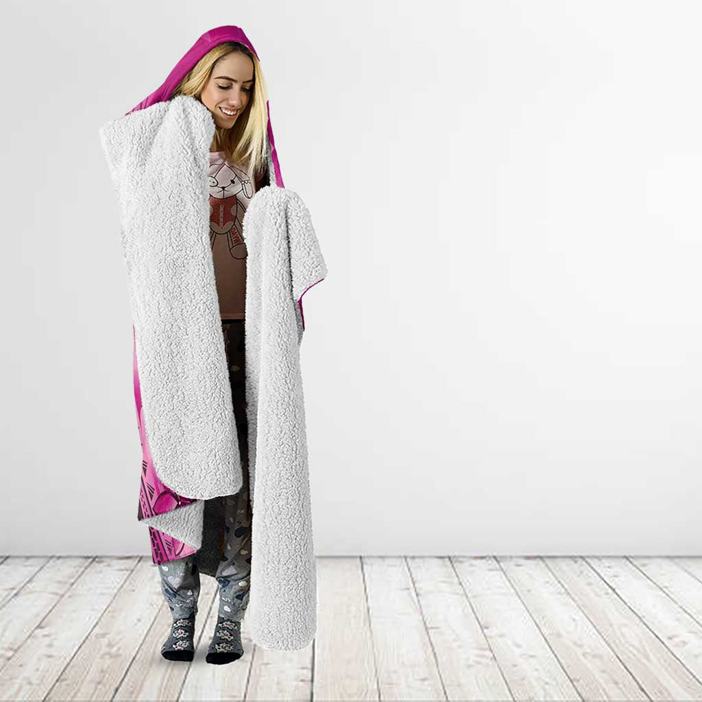 Pink Gradient Polynesia Jellyfish Hooded Blanket Plumeria Polynesian Tattoo Glowing Vibes LT14 - Polynesian Pride