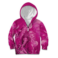 Pink Gradient Polynesia Jellyfish Kid Hoodie Plumeria Polynesian Tattoo Glowing Vibes LT14 Zip Hoodie Pink - Polynesian Pride