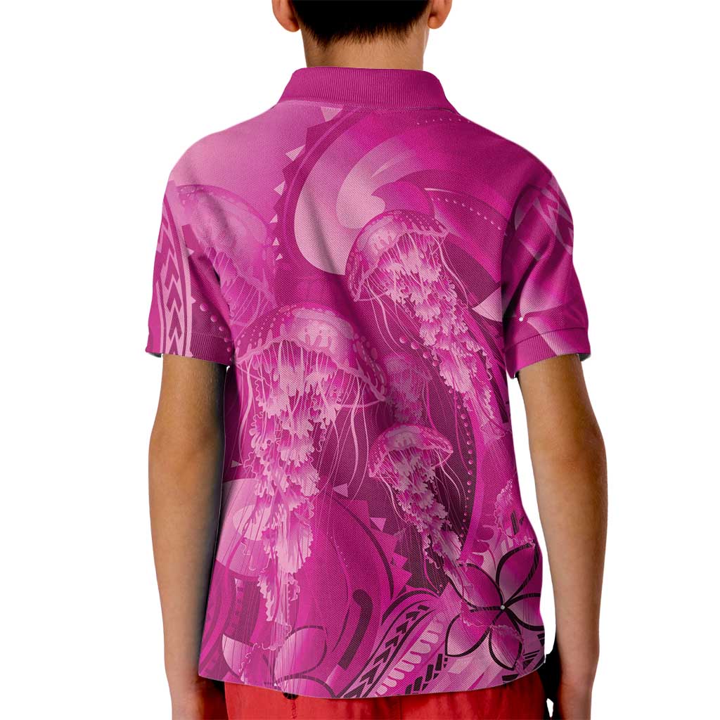 Pink Gradient Polynesia Jellyfish Kid Polo Shirt Plumeria Polynesian Tattoo Glowing Vibes LT14 - Polynesian Pride