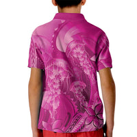 Pink Gradient Polynesia Jellyfish Kid Polo Shirt Plumeria Polynesian Tattoo Glowing Vibes LT14 - Polynesian Pride