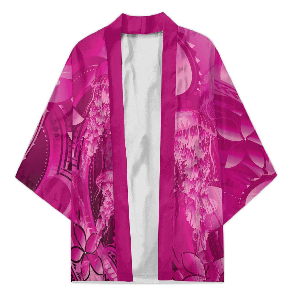 Pink Gradient Polynesia Jellyfish Kimono Plumeria Polynesian Tattoo Glowing Vibes LT14 Unisex Pink - Polynesian Pride