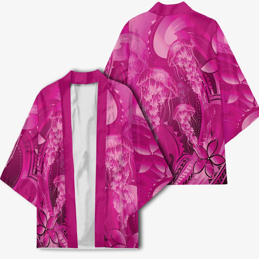 Pink Gradient Polynesia Jellyfish Kimono Plumeria Polynesian Tattoo Glowing Vibes LT14 - Polynesian Pride