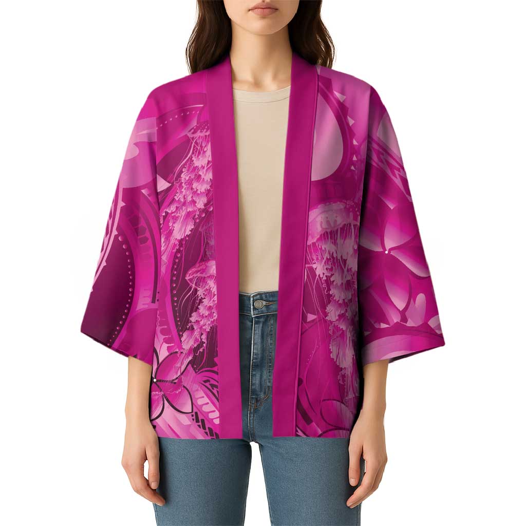 Pink Gradient Polynesia Jellyfish Kimono Plumeria Polynesian Tattoo Glowing Vibes LT14 - Polynesian Pride