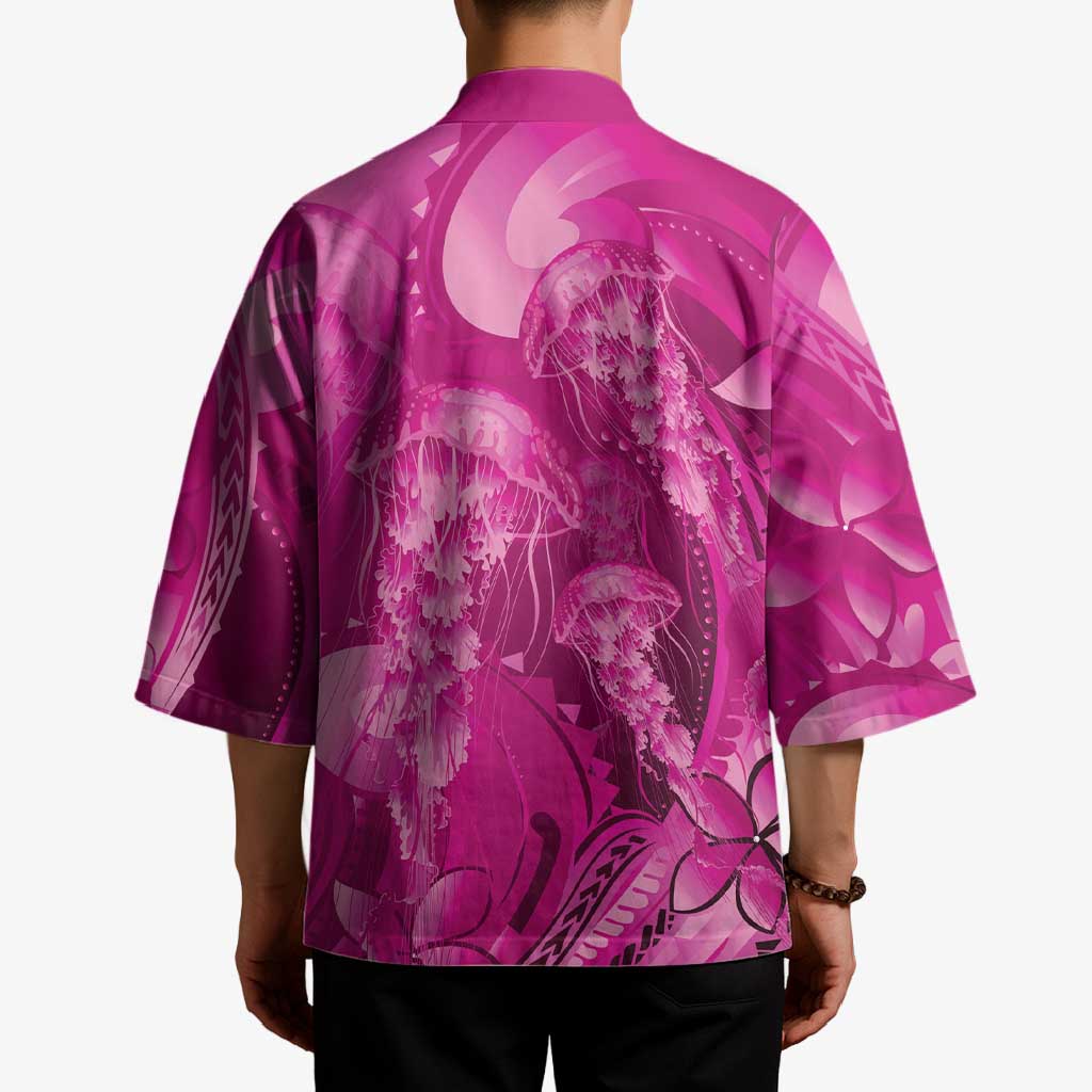 Pink Gradient Polynesia Jellyfish Kimono Plumeria Polynesian Tattoo Glowing Vibes LT14 - Polynesian Pride