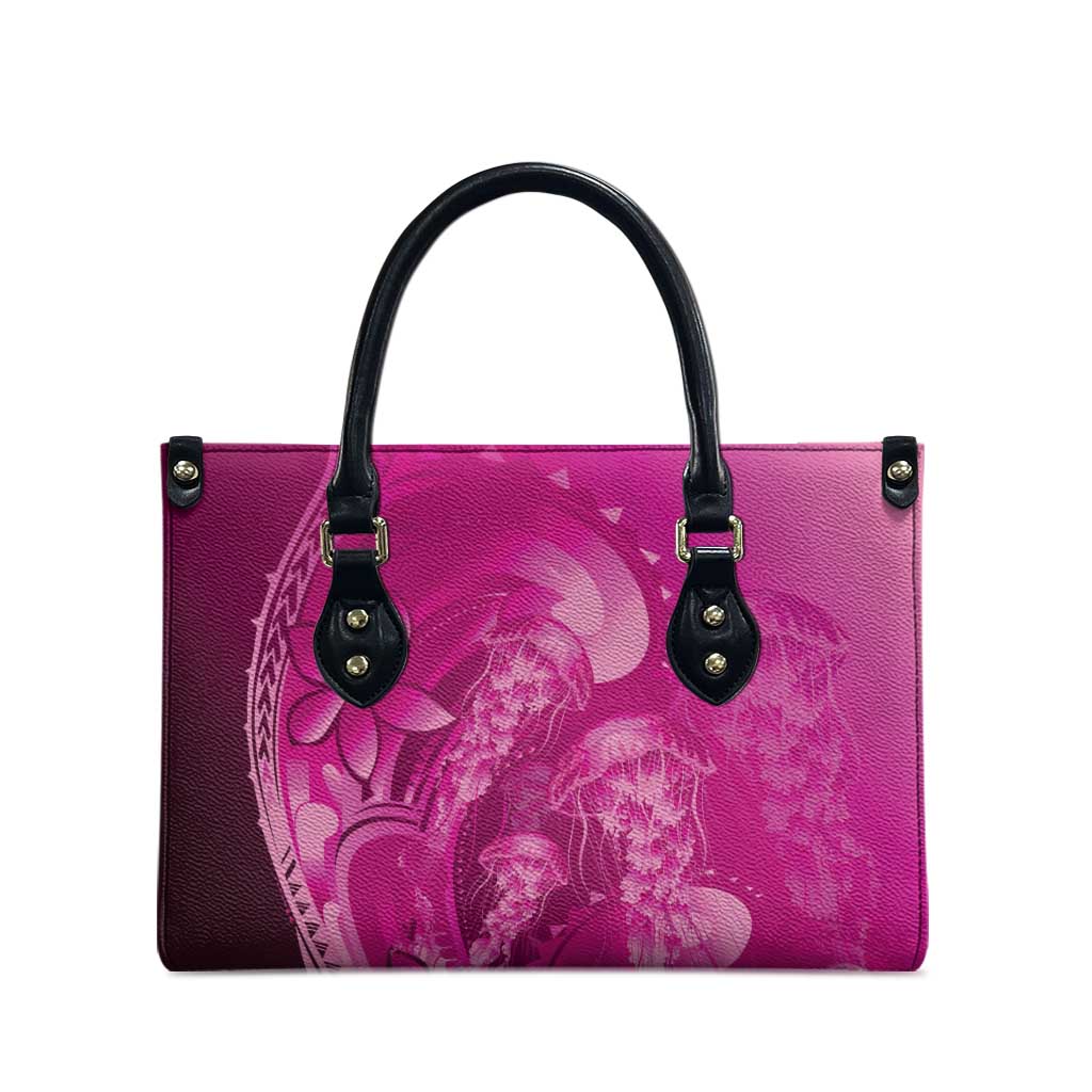 Pink Gradient Polynesia Jellyfish Leather Bag Plumeria Polynesian Tattoo Glowing Vibes LT14 - Polynesian Pride