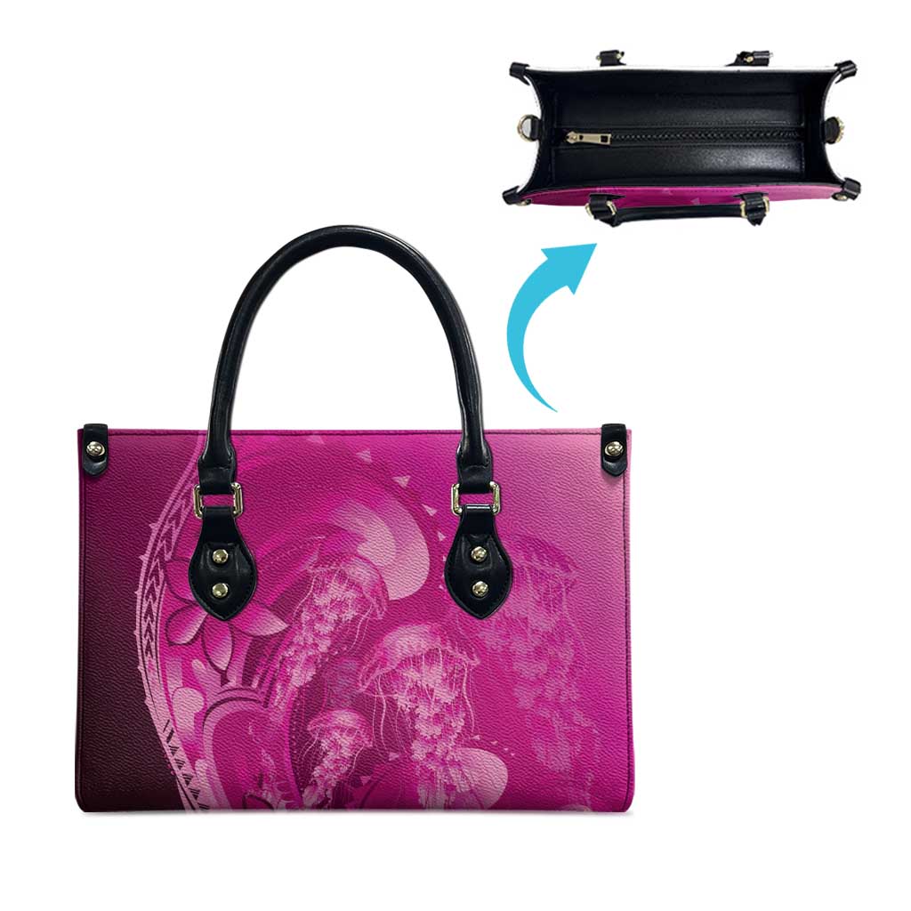 Pink Gradient Polynesia Jellyfish Leather Bag Plumeria Polynesian Tattoo Glowing Vibes LT14 - Polynesian Pride