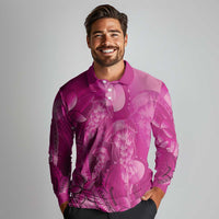 Pink Gradient Polynesia Jellyfish Long Sleeve Polo Shirt Plumeria Polynesian Tattoo Glowing Vibes LT14 - Polynesian Pride