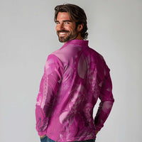 Pink Gradient Polynesia Jellyfish Long Sleeve Polo Shirt Plumeria Polynesian Tattoo Glowing Vibes LT14 - Polynesian Pride