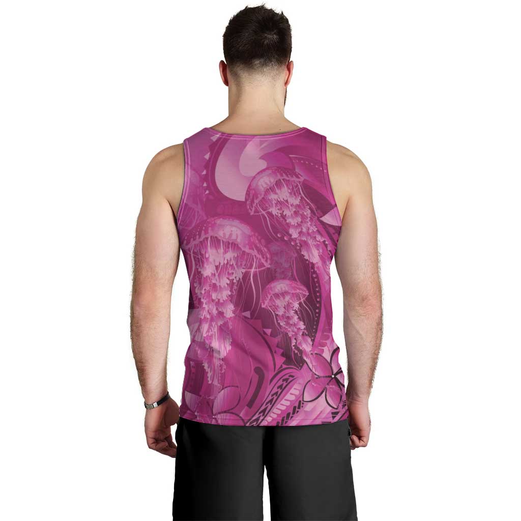 Pink Gradient Polynesia Jellyfish Men Tank Top Plumeria Polynesian Tattoo Glowing Vibes LT14 - Polynesian Pride