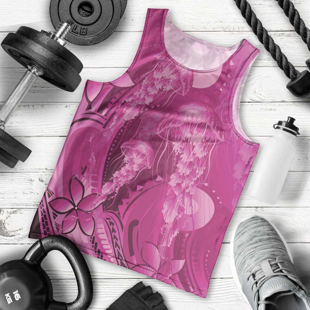 Pink Gradient Polynesia Jellyfish Men Tank Top Plumeria Polynesian Tattoo Glowing Vibes LT14 - Polynesian Pride