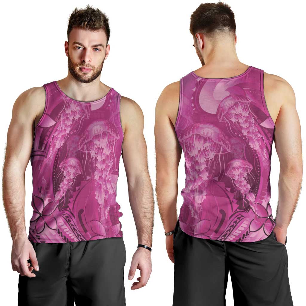 Pink Gradient Polynesia Jellyfish Men Tank Top Plumeria Polynesian Tattoo Glowing Vibes LT14 - Polynesian Pride