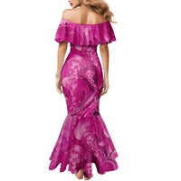 Pink Gradient Polynesia Jellyfish Mermaid Dress Plumeria Polynesian Tattoo Glowing Vibes LT14 - Polynesian Pride