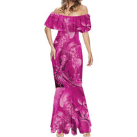 Pink Gradient Polynesia Jellyfish Mermaid Dress Plumeria Polynesian Tattoo Glowing Vibes LT14 - Polynesian Pride