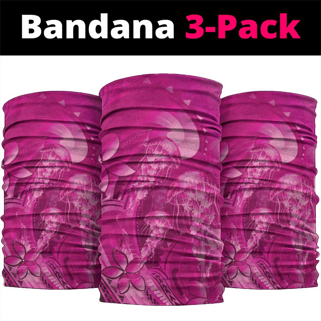 Pink Gradient Polynesia Jellyfish Neck Gaiter Plumeria Polynesian Tattoo Glowing Vibes LT14 package One Size: 25*50cm Pink - Polynesian Pride
