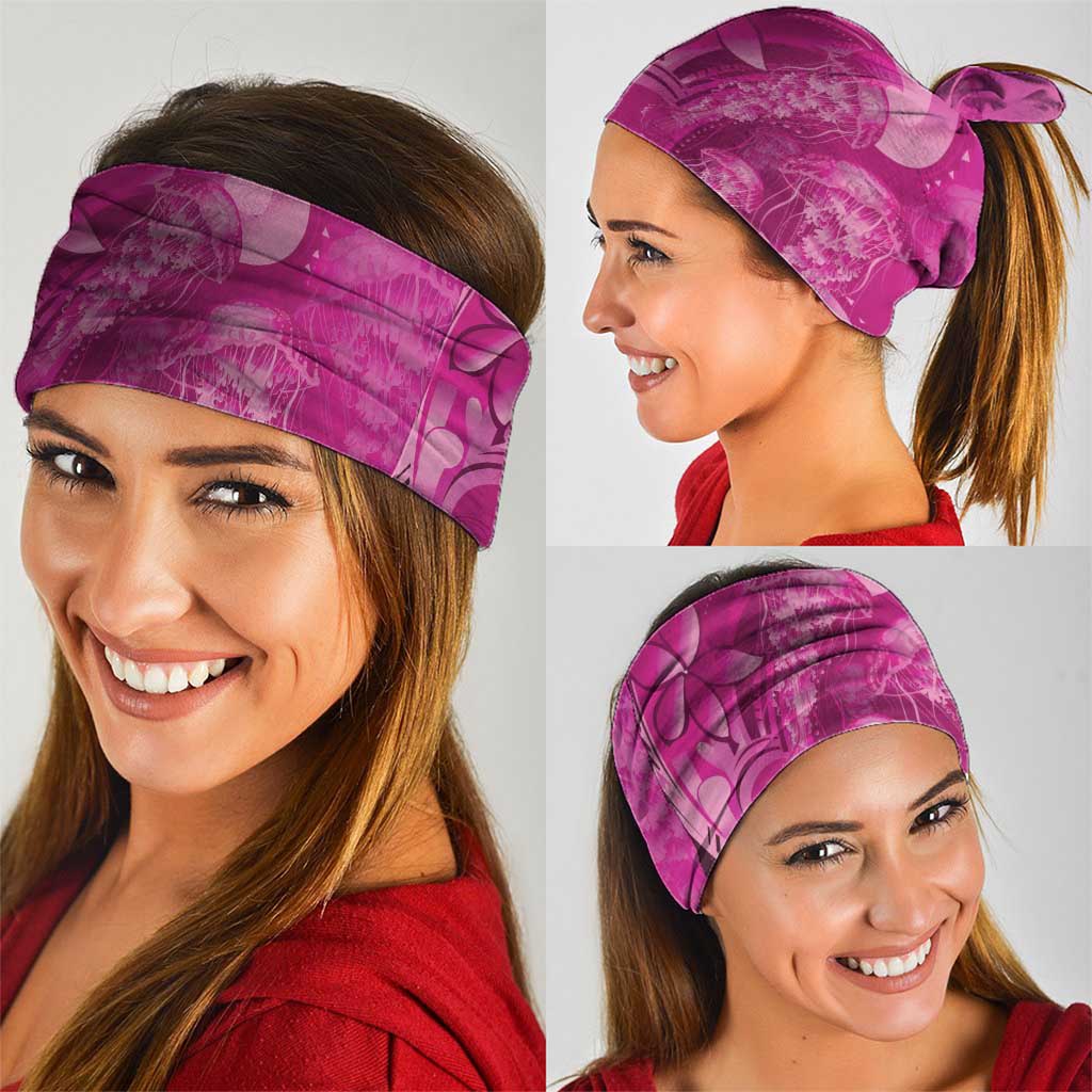 Pink Gradient Polynesia Jellyfish Neck Gaiter Plumeria Polynesian Tattoo Glowing Vibes LT14 - Polynesian Pride