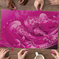 Pink Gradient Polynesia Jellyfish Puzzle Plumeria Polynesian Tattoo Glowing Vibes LT14 - Polynesian Pride