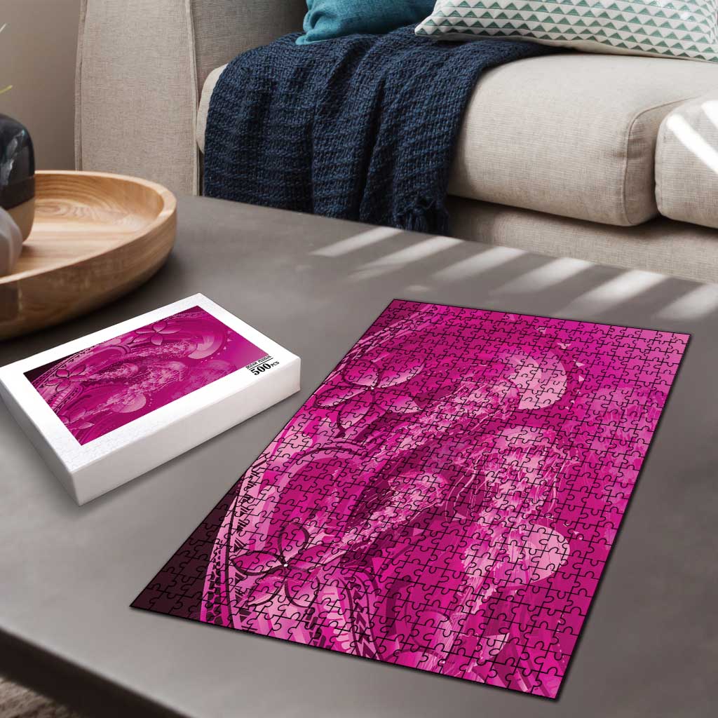 Pink Gradient Polynesia Jellyfish Puzzle Plumeria Polynesian Tattoo Glowing Vibes LT14 - Polynesian Pride
