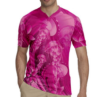 Pink Gradient Polynesia Jellyfish Rugby Jersey Plumeria Polynesian Tattoo Glowing Vibes LT14 - Polynesian Pride
