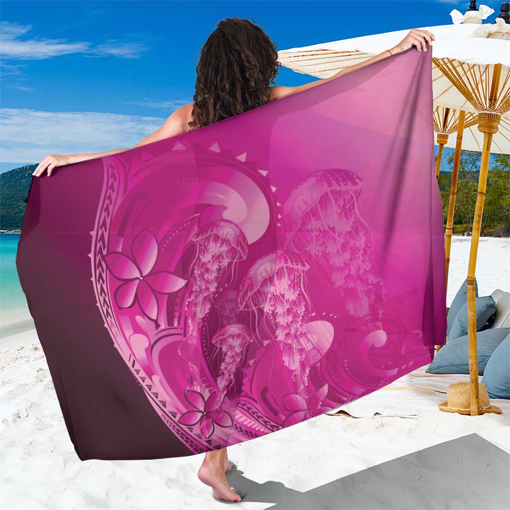 Pink Gradient Polynesia Jellyfish Sarong Plumeria Polynesian Tattoo Glowing Vibes LT14 One Size 44 x 66 inches Pink - Polynesian Pride