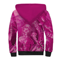 Pink Gradient Polynesia Jellyfish Sherpa Hoodie Plumeria Polynesian Tattoo Glowing Vibes LT14 - Polynesian Pride