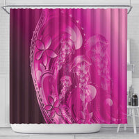 Pink Gradient Polynesia Jellyfish Shower Curtain Plumeria Polynesian Tattoo Glowing Vibes LT14 - Polynesian Pride